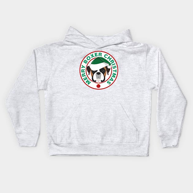 Merry Christmas Boxer Kids Hoodie by CafePretzel